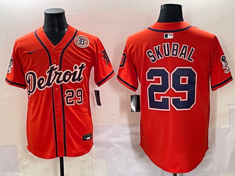 Men 2025 Detroit Tigers #29 Skubal Orange Fashion Nike MLB Jersey style 7155->detroit tigers->MLB Jersey
